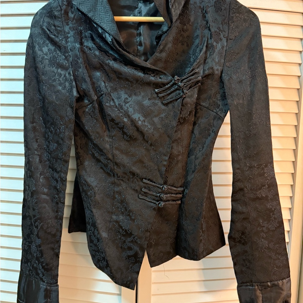 Dragon Silk Black Brocade Women's Blazer